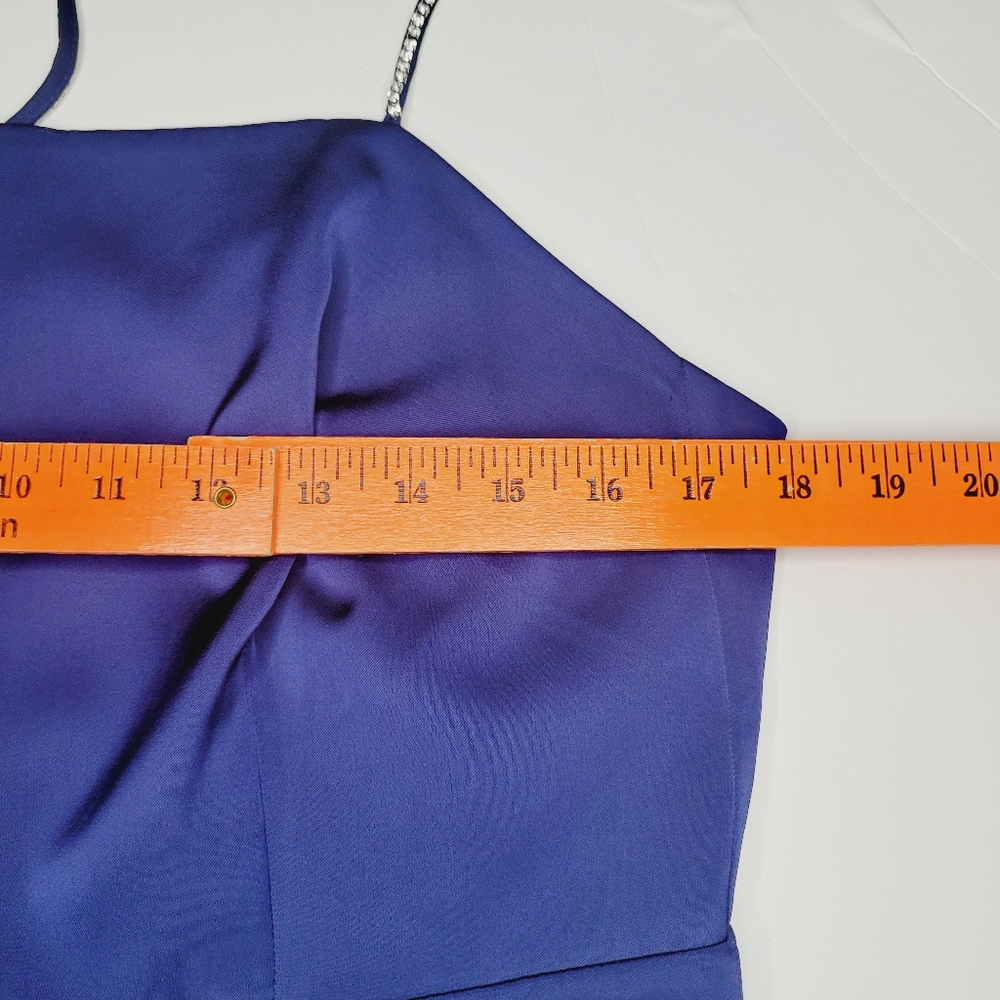 Ann Taylor Dress Womens Size 10 Blue Jeweled Strap Sheath Women's Sleekly Gala - Picture 15 of 16